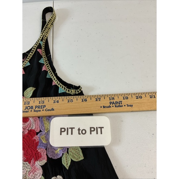 Johnny Was Embroidered Peta Slip Dress Size S Black Boho Festival Rayon Sheer - Picture 6 of 8